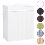 vidaXL White Bamboo Laundry Basket 100L Laundry Basket/Clothes Storage Basket
